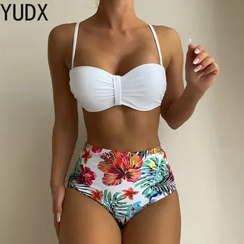 2023 Sexy Folhas Impressas Biquíni de Empurrar as Mulheres de Maiô Feminino de Verão do Biquini Brasileiro Biquini moda praia maiô 2pieces