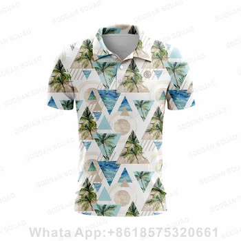 2023 Verão de Novo os Homens de Camisa de Polo de Moda Casual Manga Curta, Seca Rápido, Pesca, Golf T-shirt Tops de Roupas Plus Size 024