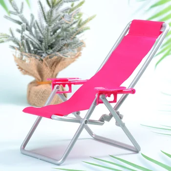 2pcs miniatura de cadeira de praia Dobrável Cadeira de Simulação Dobrável Cadeira de Praia Casa de Convés Deitado Cadeira de Praia Home Modelo de praia