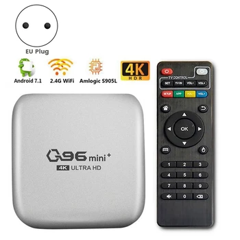 2X Q96 Mini Plus Tv Caixa de 5G + wi-Fi Smart Tv Caixa de Amlogic S905W 4 Core de 64 bits 4Gb + 32Gb wi-Fi Media Player Top Box-Plug UE