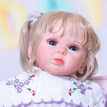 60 CM 3D, Pintura de Pele Pano de Corpo de Silicone Reborn Baby Doll Adelaide Menina Criança Vasos Sanguíneos Cabelo Loiro Bebe Realistas