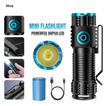 8000LM XHP50 CONDUZIU a Lanterna elétrica Portátil Mini Lanterna Tocha com a Cauda Ímã Acampamento de Pesca Lanterna Recarregável USB Flash de Luz