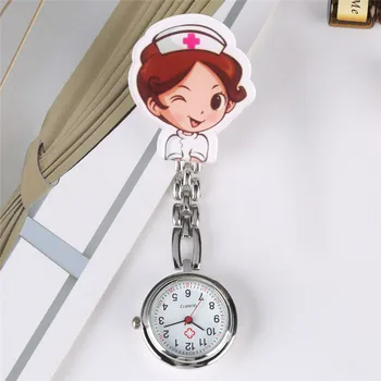 Adorável dos desenhos animados Relógios Clip-On Quartzo Relógio de Bolso Broche Pingente Pendurado por Médico, Enfermeira Gadget Número árabe Relógio