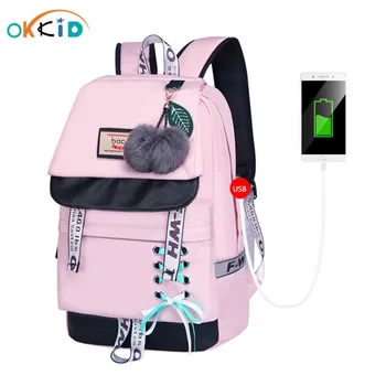 as crianças da escola sacos para meninas bonito cor-de-rosa mochila mochila estilo coreano bowknot pele bola menina de mochila escolar bookbag