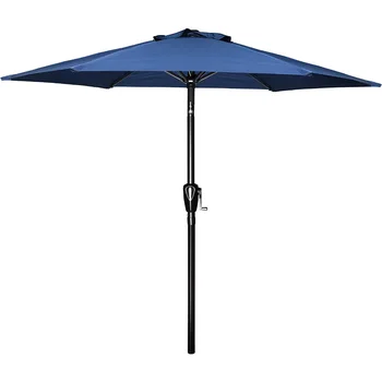 Aukfa de 7,5 pés Rodada do Pátio de Guarda-chuva - Guarda-chuva ao ar livre para o Mercado de Piscina, Praia - Bluepatio dossel