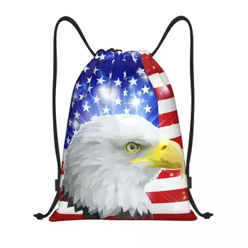 Bandeira dos EUA a American Eagle Sacos de Cordão Homens Mulheres Dobrável Ginásio de Esportes Sackpack Formação Mochilas