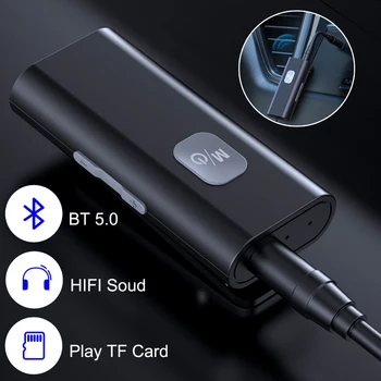 Bluetooth 5.0 Receptor Adaptador sem Fio do Adaptador de Áudio de 3,5 mm AV/entrada AUX Para PC Fone de ouvido Carro Receptor de mãos-livres, Apoio TF Cartão
