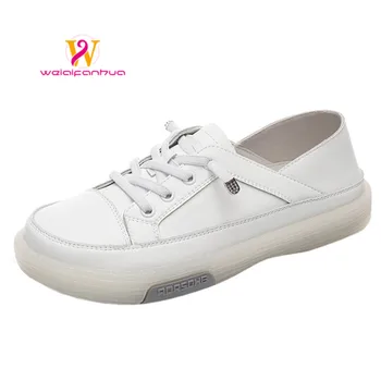 Branca Pequena De Sapatos Femininos De Couro Genuíno Único Plano De 2023 Nova Macio, Com Solado De Mãe Grávida Único Sapato Casual Enfermeira Conselho De Sapatos