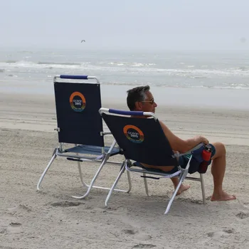 Cadeira de praia Moldura de Alumínio Leve à Prova de Ferrugem, com Cupholder Telefone Celular do Bolso Exterior para 2 Peças