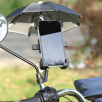 Colorido Mini Guarda-chuva Titular do Telefone fica para a Motocicleta Guiadores Rectos Universal de Chuva Impermeável Resistente à Célula Titulares