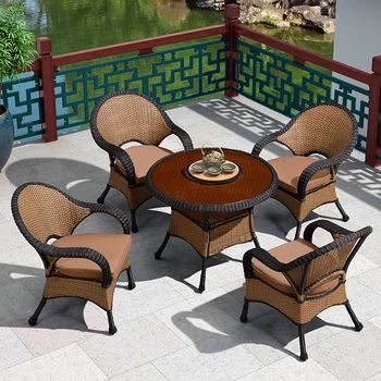 Combinação de pátio, cadeiras e mesas ao ar livre do lazer mesas de jantar e cadeiras de varanda villa cadeiras de vime ao ar livre