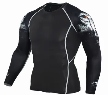 Compressão de Underwear masculina de Inverno de roupa interior Térmica 3D Lobo Musculação T-Shirt de Treino de Homens