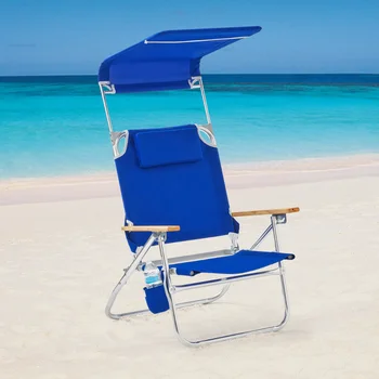 Conforto Reclinável Altura Mochila Dossel Cadeira De Praia, Azul, Cadeira De Jardim, Mobiliário De Exterior, Mobiliário Moderno, Simples