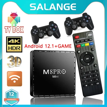 Consola de jogos de vídeo M8Pro Mini 4K 64G 10000 Retro Consola de jogos de Vídeo De 2,4 G Wilress Android 12 a Caixa da TEVÊ de Wifi MaliG31 CPU Dual do Sistema