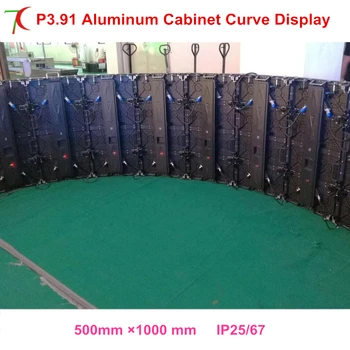 Curva de exibição P3.91 a cor completa interna armário de alumínio de aluguer de tela P3.91 rgb smd matricial hub75 exibição de vídeo