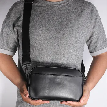 Designer de moda primeira camada de couro de homens de negócio negros messenger bag diárias de fim de semana ao ar livre real de couro ombro messenger bag