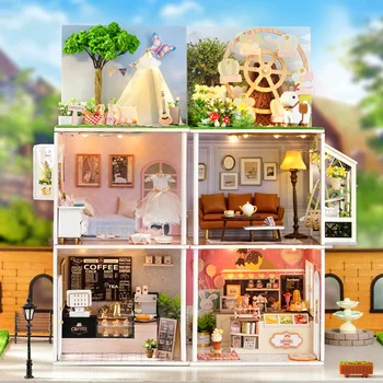Diy Casa De Bonecas Em Miniatura Kit Cena Pequena Casa, Cofe Loja De Sorvete Roombox Casas De Boneca Móveis Manual De Montagem Do Modelo De Brinquedos Presentes