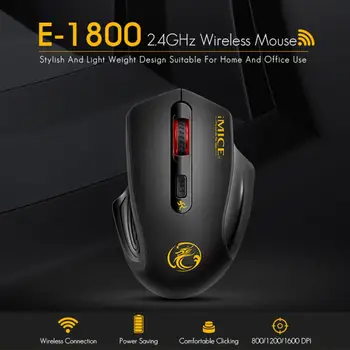 E-1800 Jogos em Casa 4-botão do Mouse 2.4 G sem Fio Mouse Ajustável DPI Mini Mouse Óptico Compatível Com Windows/VISTA/