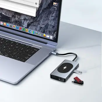 HUB USB C Tipo C Para USB 3.0 Dock Station USB C 4K 1000M RJ45 PD VGA Carregador sem Fios Para MacBook Acessórios HUB USB