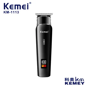 Kemei LED Barbeiro Máquinas Recarregável Aparador de Pêlos USB de Baixo nível de Ruído Profissional sem fio Portátil Homens da Corte de Cabelo Clipper KM-1113