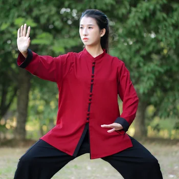 Kun Mestre De Wushu Roupas Arte Marcial Uniforme Tai Chi Roupas De Kung Fu Dress Mulheres E Homens Unisex Preto Vermelho Em 2023 Nova Cor Sólida