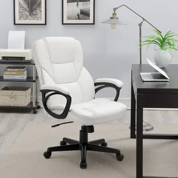 Lacoo Couro sintético de Alta-Volta Cadeira do Escritório Executivo com Apoio Lombar, Branco cadeira de escritório cadeira de recliner mobiliário de escritório