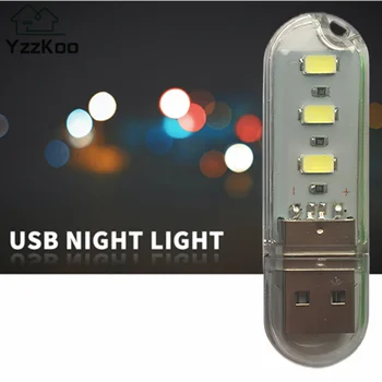 LED Mini USB Noite de Luz Portátil U-Disco Lâmpada 3LEDs Lâmpadas de Leitura Colorido Mini Livro Luzes DC5V Banco de Potência Alimentado Acampamento Lâmpada