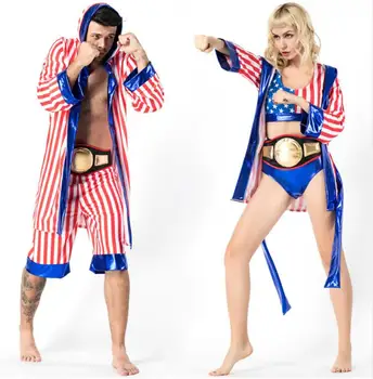 Mens Mulheres Bandeira Americana Boxer Traje De Boxe Rocky Balboa Veste De Fantasia Vestido De Festa De Halloween Cosplay Uniforme