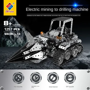 Metal Bloco de Construção de descarga de Caminhão Assembleia Combinado Equipamento de Perfuração do Robô com o Sistema de Alimentação do Controle Remoto Brinquedos