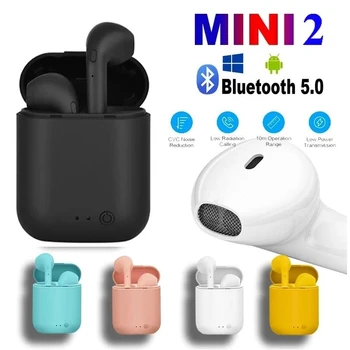 Mini-2 Tws Bluetooth 5.0 Fone de ouvido sem Fio Fones de ouvido Com Microfone Caixa de Carregamento Mini Fones de Esportes Fones de ouvido Para Smart Phone Novo i7s
