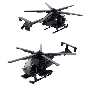 MOC Série Militar NOS MH-6 Ave Aeronave Modelo de Bloco de Construção Crianças DIY Quebra Tijolos de Brinquedos Para Meninos