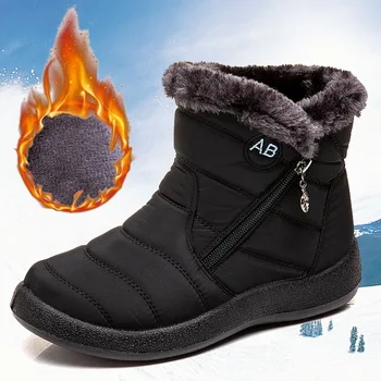Mulheres Grosso de Pelúcia Botas de Neve de Inverno 2023 antiderrapante Impermeável Plataforma Ankle Boots Mulheres Quentes de Algodão Acolchoado Sapatos Botas