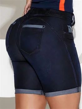Mulheres Shorts Jeans 2023 Verão Y2k Roupas Jeans Contraste Com Painéis De Design De Bolso Diário Casual Traje Vintage Vestido De Streetwear