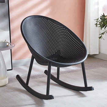 Nordic plástico cadeira de balanço da varanda de lazer, casa reclinável cadeira de sala de estar simples de dormir cadeira oco cadeira de balanço