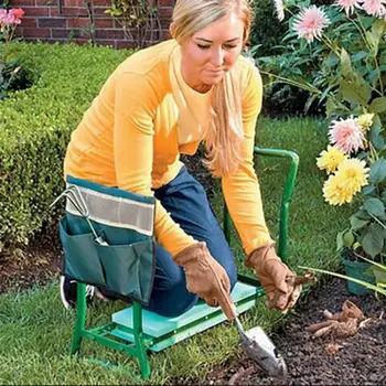 Novo Jardim Kneeler Com Alças De Dobramento De Aço Inoxidável Jardim Fezes Cadeira Com Os Joelhos Pad Acessórios Para Jardinagem Ferramenta Portátil
