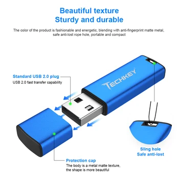 Novo Techkey usb flash drive 64gb 32gb Pendrive 4gb colorido cle storage128GB de alta qualidade memory stick флешка 256GB dispositivo de disco