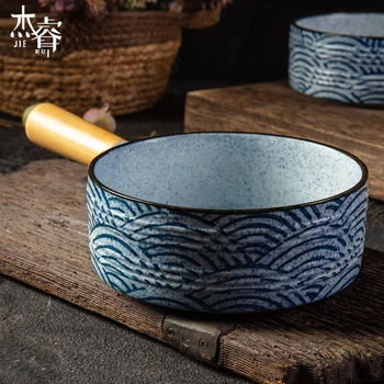O Estilo japonês de Cerâmica, Alça Anti-escaldante Tigela de Café da manhã Tigela Criativo Tigela de Salada da Cozinha de Sopa Tigela de Macarrão Tigela de Cozimento Tigela