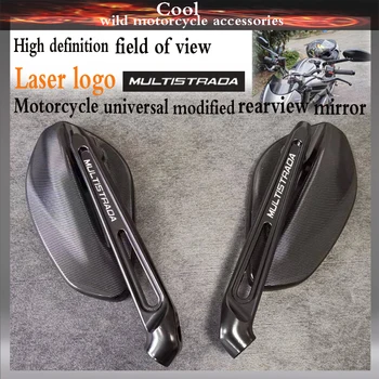 O logotipo do Laser Universal de Grande superfície do espelho Espelhos retrovisores Para a DUCATI MULTISTRADA 1200/S/GT Motocicleta Espelho retrovisor do Lado