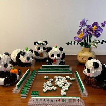 O Mais Novo Kawaii Panda Vida Micro Blocos De Construção Animal Bonito Modelo Nano Mini Tijolos Figura Criança Brinquedos Aniversário Presentes Do Papai Noel