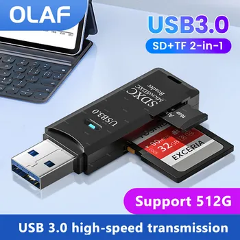 OLaf USB 3.0 Leitor de cartões 2 Em 1 USB 2.0 SD Micro SD TF Adaptador de Cartão de Memória Para PC de Acessórios do Portátil da Movimentação do Flash do Leitor de Cartão