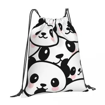 Panda 2 Sacos De Cordão Personalizado Cordão Mochilas Adequados Para A Escola De Acampamento E Leves Caminhadas