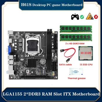 Placa-mãe do PWB da placa-Mãe +I3 2120 CPU+2X4G DDR3 de 1600 mhz, RAM+massa Térmica+Cabo SATA Suporte NVME M. 2 Porta