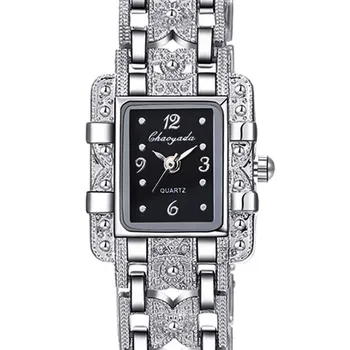 Pop Superior Agradável, Luxuoso Estilo Elegante Pulseira de Prata Assistir a Mulher de Senhoras Strass Vestido de Relógios de Aço Cheia de Hora relógio feminino