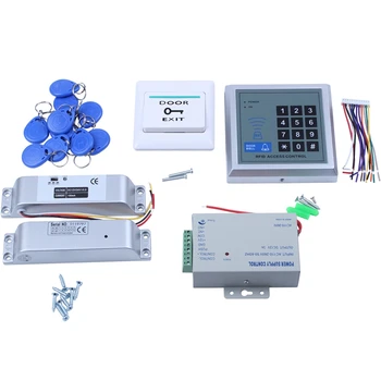 RFID Teclado Porta de Acesso o Sistema de Controle de Kit Elétrico Magnético de Porta Eletrônica de Bloqueio de Fonte de Alimentação 5Pcs Chave Berloques Conjunto Completo de Porta de Segurança