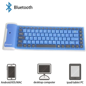 Sem fio bluetooth teclado para ipad telefone tablet IOS Android sistema universal impermeável dobrável silicone macio teclado