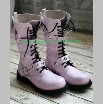 Senhora studed cor-de-rosa bezerra punk estilo vintage botas de cordões de metal plano rievt design botas pulseira de fivela Y2K studed embelezado botas