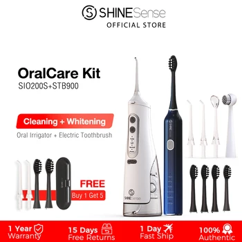 ShineSense Oral Irrigantes Dental de Água Flosser e Escova de dentes Elétrica Conjunto com Carregamento USB IPX7 à prova d'água para o Clareamento de Dentes