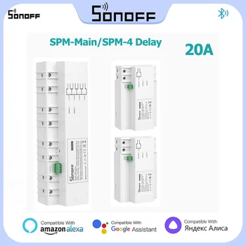 SONOFF SPM Empilhável Medidor de Potência Interruptor de 20 A Proteção de Sobrecarga do Disjuntor Inteligente o Consumo de Energia do Monitor de Suporte de Armazenamento de Dados