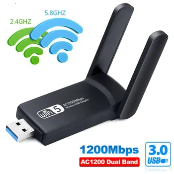 USB 3.0 1200Mbps Adaptador de wi-Fi Dual de Banda de 5 ghz 2.4 Ghz 802.11 AC RTL8812BU Antena Wifi Dongle Placa de Rede Para o Portátil da área de Trabalho