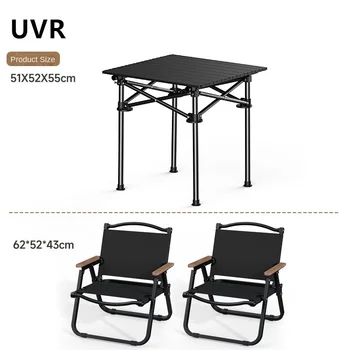 UVR Exterior Mesa Camping Dobrável e Cadeiras de Viagem para a Família Rolo de Ovo Tabela de Estar Ampla Superfície Portátil de Carbono, Liga de Aço Tabela
